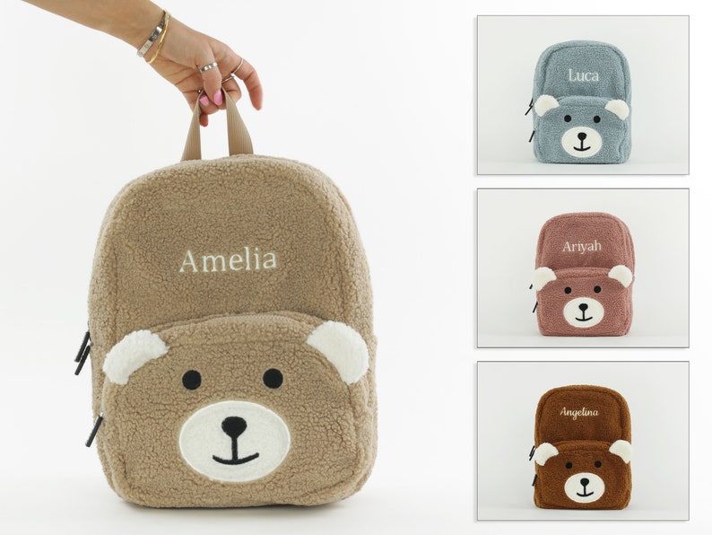 Personalised Fluffy Teddy Kids Backpack image 1