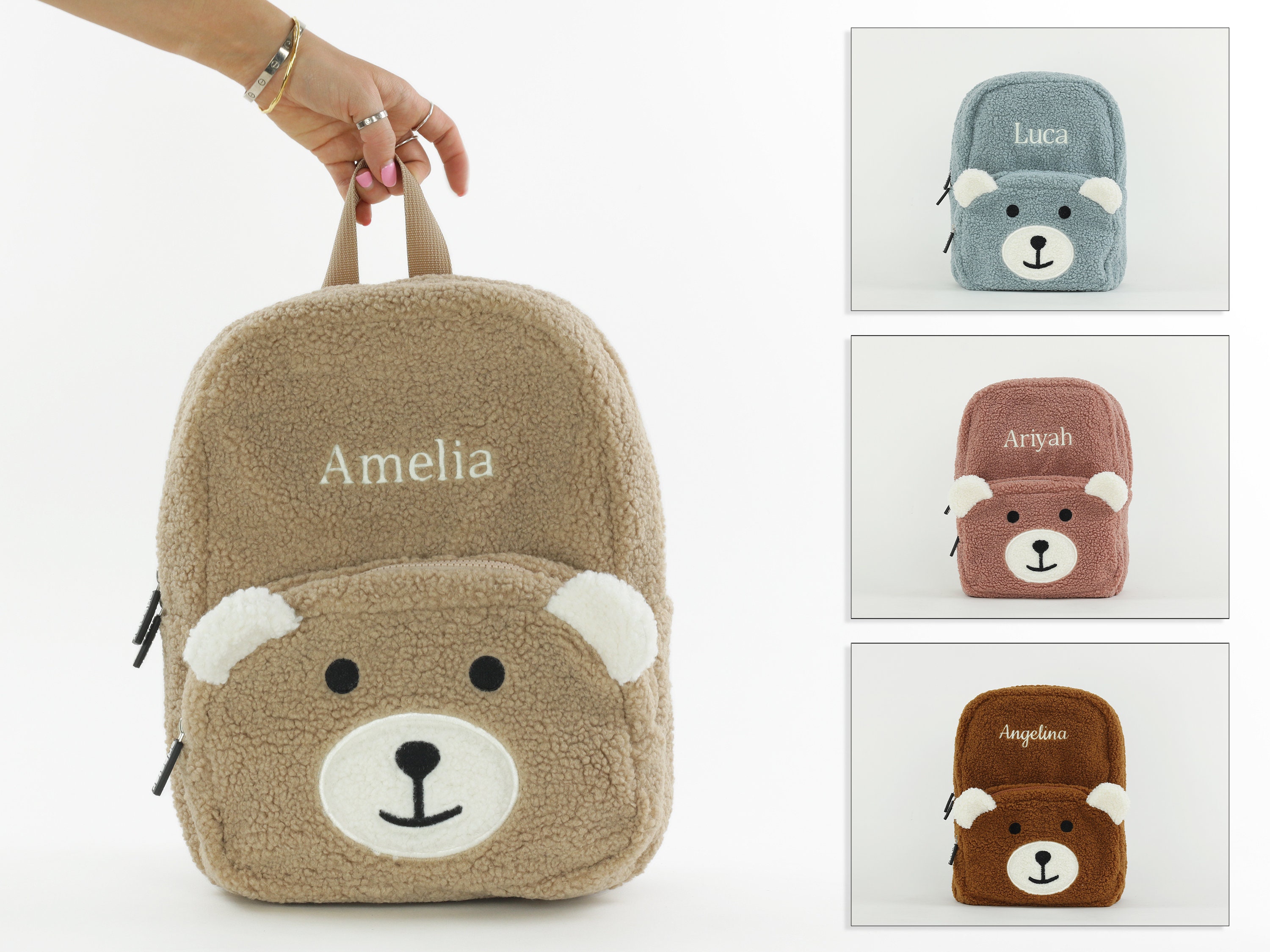 Black Double-Headed Teddy Bear Plush Backpack