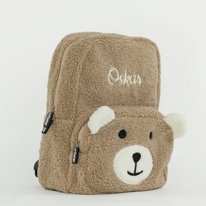 Sac à dos personnalisé pelucheux pour enfants Beige