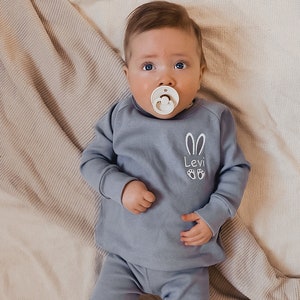 Bunny Ears Personalised Baby and Child Ribbed Sets Embroidered Kids Sets Perfect for Easter and Beyond image 4