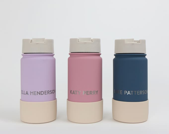 Personalised Engraved Insulated and Reusable Tea/Coffee Mug - Flask - Horizontal - Travel Mug - Hot and Cold Drinks
