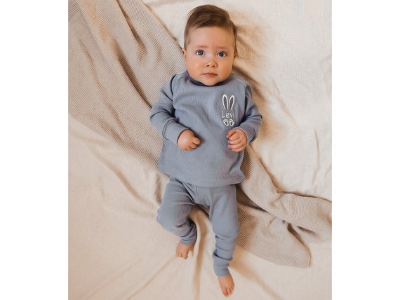 Bunny Ears Personalised Baby and Child Ribbed Sets Embroidered
