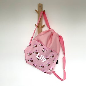 Personalised Minnie Mouse Drawstring Bag Toddler/Nursery Backpack