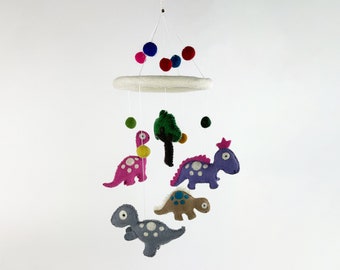 Pastel Dino Felt Mobile - Nursery Decor