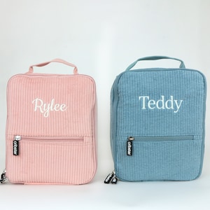 Gepersonaliseerde retro corduroy lunchtas