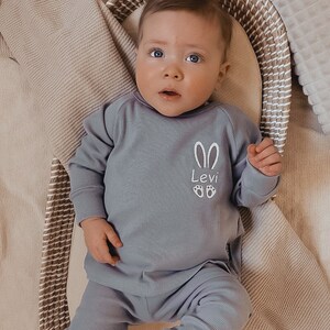 Bunny Ears Personalised Baby and Child Ribbed Sets Embroidered Kids Sets Perfect for Easter and Beyond image 3