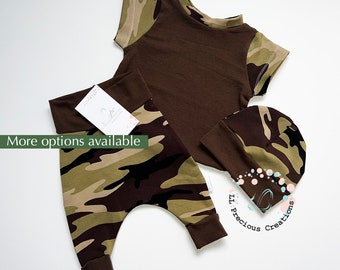 Baby Boy Camouflage Outfit Skinny Harem Jogger Pants Baby Boy Raglan Top Coming Home Outfit