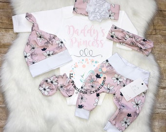 Newborn Baby Girl Outfit Baby Girl Coming Home Outfit Baby Girl Leggings Daddy's Princess Euro Fabric Baby Shower Gift