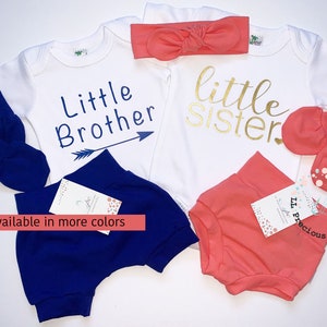 Twins Little Sister Little Brother Outfits Coming Home Outfits Baby Shorts Newborn Baby Twins Sibling Sets Baby Shower Gift Any Color