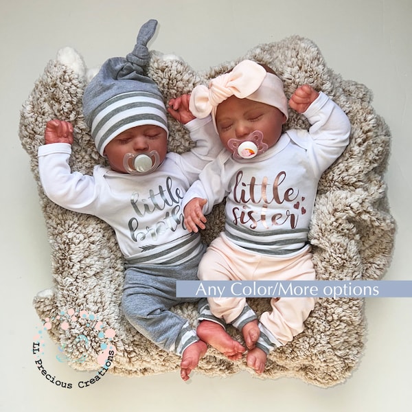 Twin Little Brother Little Sister Outfits Newborn Outfit Baby Outfits Coming Home Twin Boy Girl Set CHOOSE YOUR COLOR