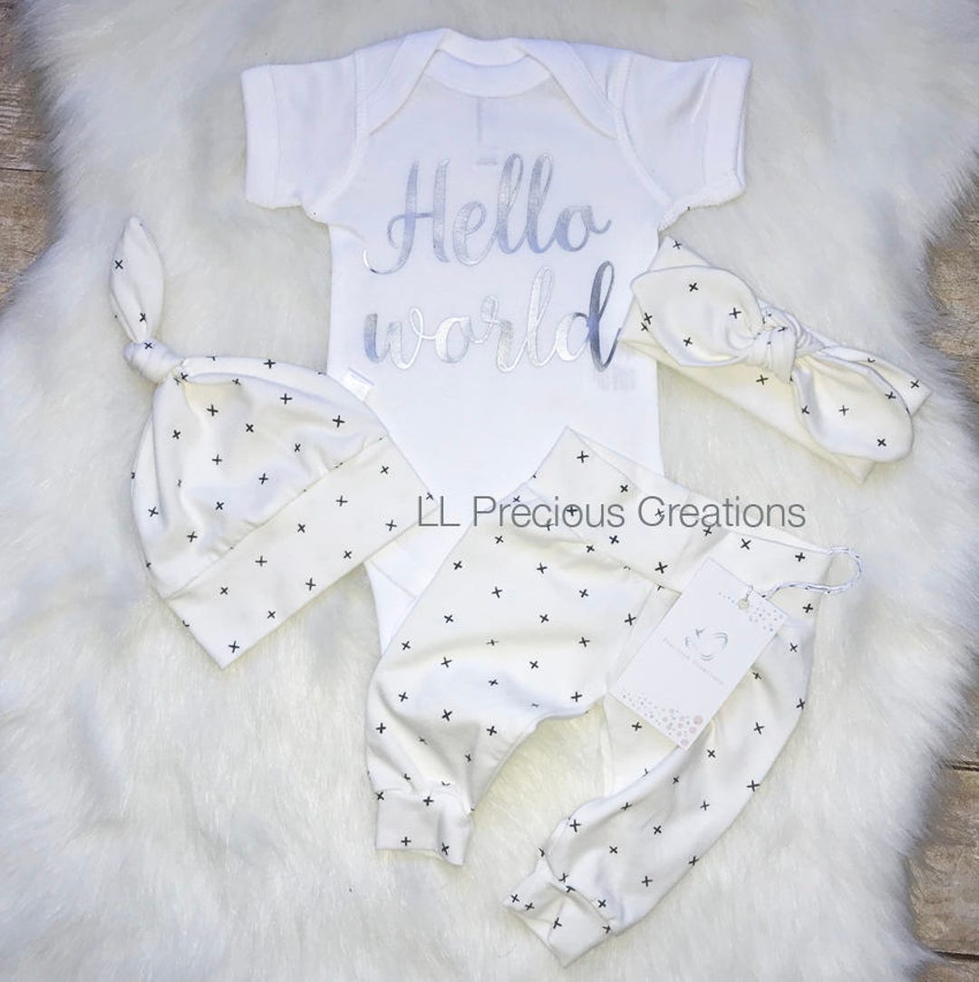 Ready to Ship Newborn Girl Coming Home Outfit Baby Girl Clothes Hello ...