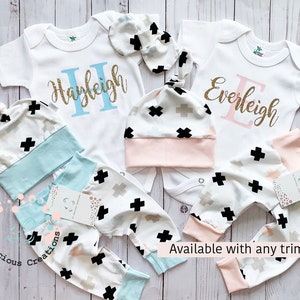 Matching Personalized Twin Outfits Newborn Outfit Baby Boy Outfit Baby Girl Outfit Coming Home Twin Boy Girl Little Sister Little Brother