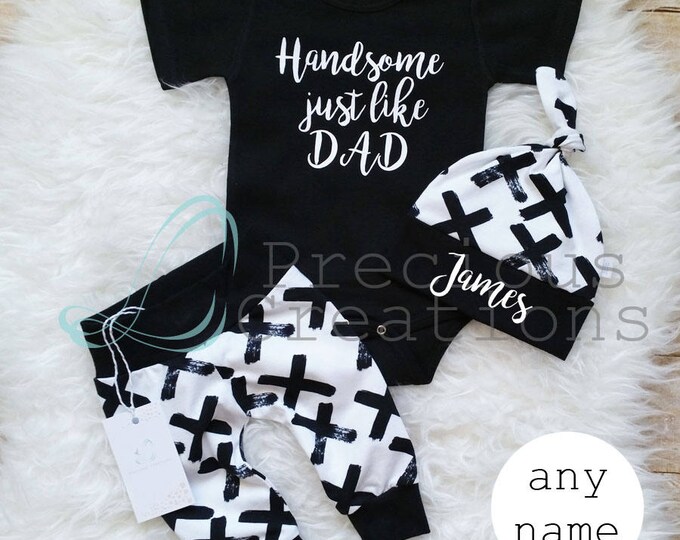 Coming Home Baby Boy Outfit Newborn Boy Clothes Handsome Just Like Dad Baby Boy Leggings Hat