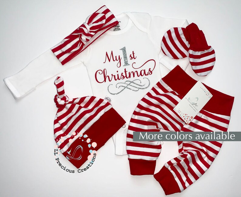 My 1st Christmas Baby Outfit Newborn Christmas Outfit Gender Neutral Candy Cane Clothes Baby's First Christmas Gift Red Green Stripes 2022 