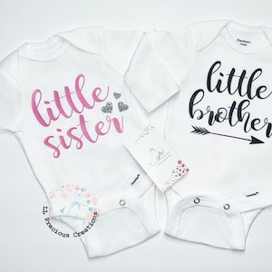 Twin Little Sister Little Brother Outfits Newborn Outfit Baby Outfits Coming Home Twin Boy Girl Set Pink Stripes Blue Grey Stripes Any Color image 4