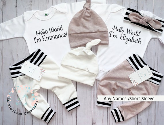 Tenues pour le retour a la maison pour jumeaux tenues personnalisees pour nouveau ne tenue pour bebe garcon tenue pour bebe fille French Terry au choix Etsy Canada