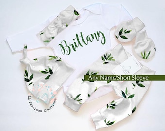 Organic Personalized Gender Neutral Outfit Coming Home baby Outfit Customized set Newborn baby clothes First Outfit Baby Shower Gift