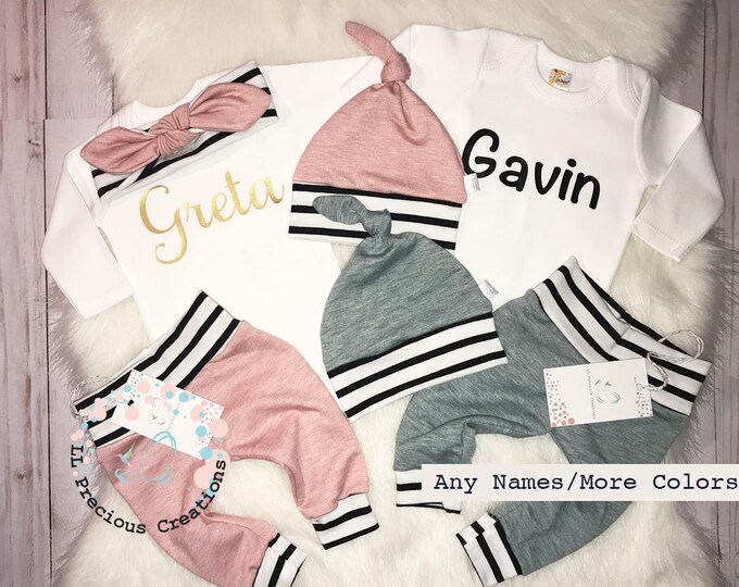 Twins Coming Home Outfits Personalized Newborn Outfits Baby Boy Outfit