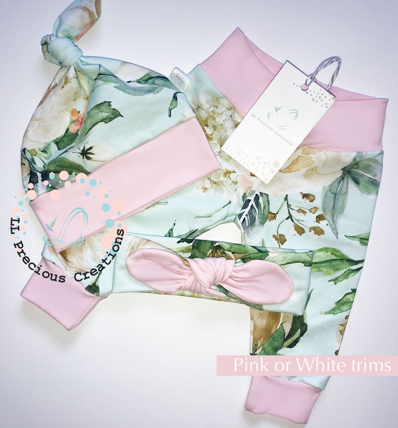 Worth the Wait Baby Girl Clothes Newborn Girl Outfit Coming Home Outfit Mint Pink Floral Baby Shower Gift Mom to Be Gift
