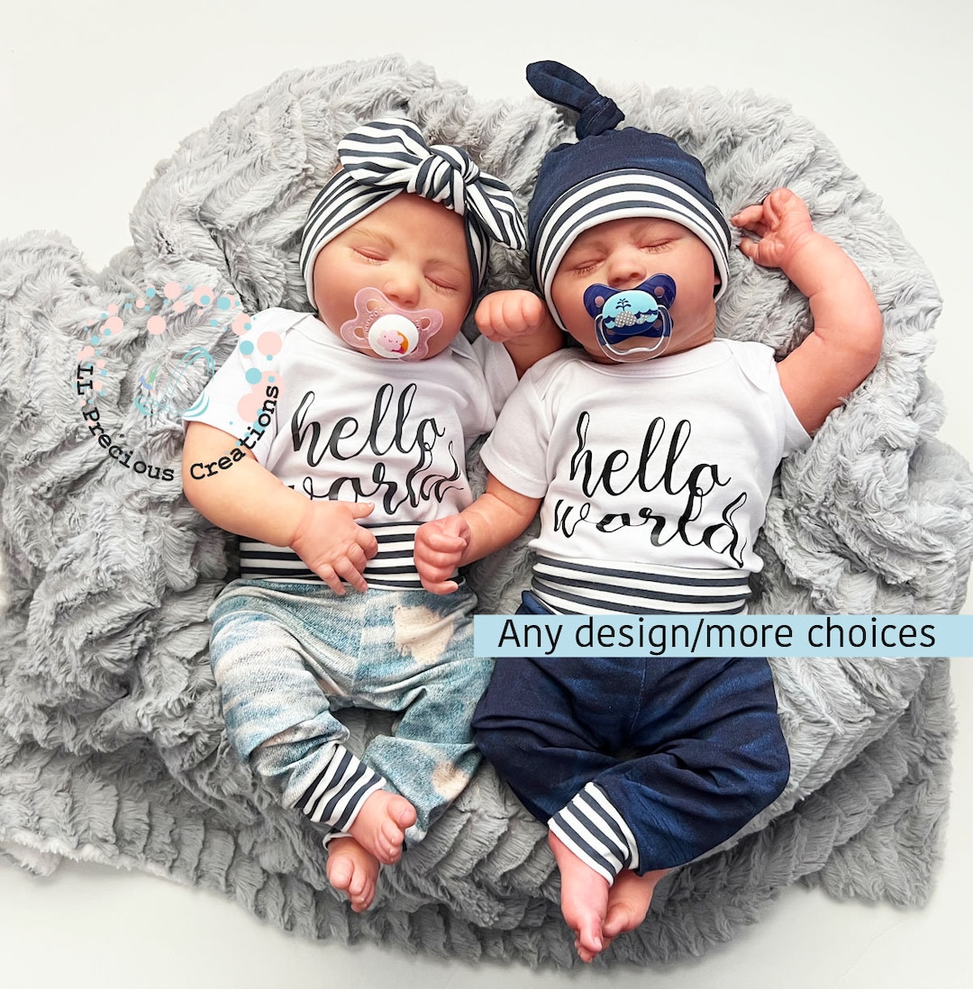 Coming Home Twin Boy Girl Baby Outfits Organic Faux Denim Etsy