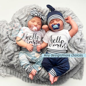 Coming Home Twin Boy Girl Baby Outfits Organic Faux Denim - Etsy