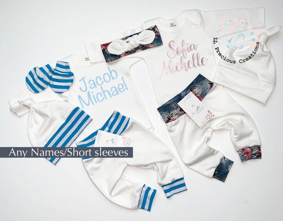Twins Coming Home Outfits Personalized Newborn Outfits Baby Boy Outfit