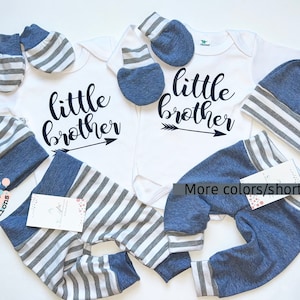 Twin Baby Brother Outfits Newborn Baby Outfit Baby Boy Outfit Coming Home Matching Twin Boys Grey Stripes