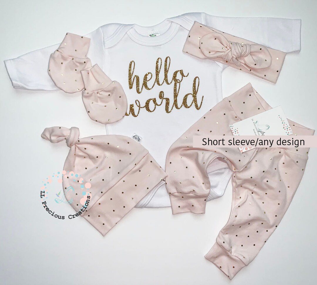 Hello World Blush Baby Girl Outfit Newborn Baby Girl Clothes Coming ...