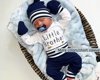 Little Brother Outfit Take Home Baby Boy Outfit  Newborn Set  Baby Boy Outfit  Newborn Boy Clothes  Baby Shower Gift  Photo Prop