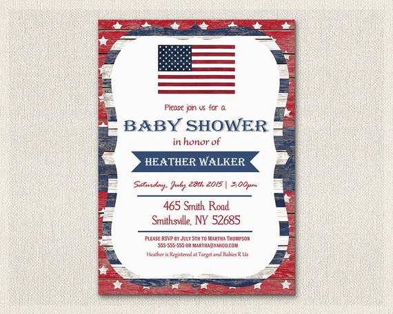 baby shower 4th july invitation fourth of july red blue and white
