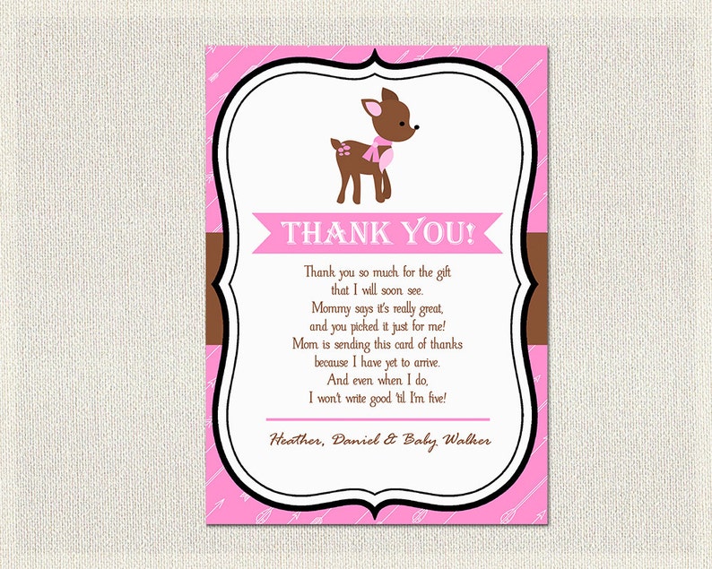 Deer Baby Shower Thank You Card Deer Pink Woodland Thank You Etsy Deer Baby Shower Thank You Card Deer Pink Woodland Thank You Etsy