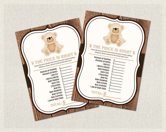 The Price Is Right Baby Shower Games Rustic Wood Baby Item Cost The Price Is Right Baby Shower Games Rustic Wood Baby Item Cost