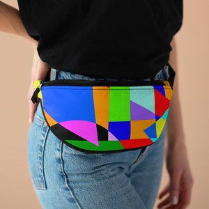 Abstract Colorful Fanny Pack, Bold Geometric Design, Unique Patterned Waist Bag, Vibrant Artistic Accessory, Stylish Festival Belt Bag