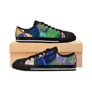 Abstract Space Women&#39;s Sneakers, Galaxy Shoes, Cosmic Print Tennis Shoes, Nebula Sneakers, Space Theme Footwear