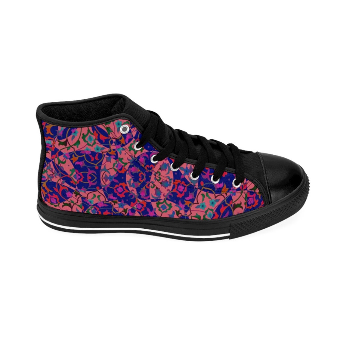 Women's Hightop Sneakers Purple and Pink Geometric Floral Etsy