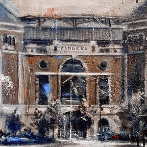Ballpark in Arlington Painting: Original Acrylic Framed Canvas Art