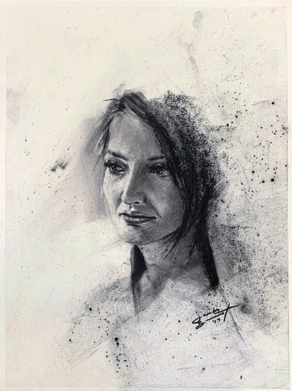 "Untitled - Big Art Expo Demo - Danielle" - 12"x9" - Charcoal on Paper