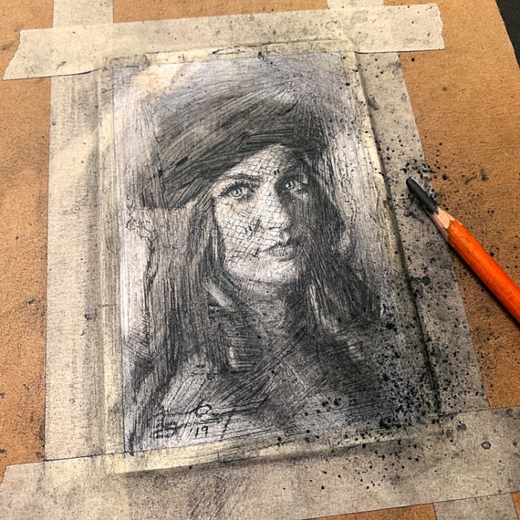 "Untitled - Black Veil Study" - 6"x4" - Charcoal