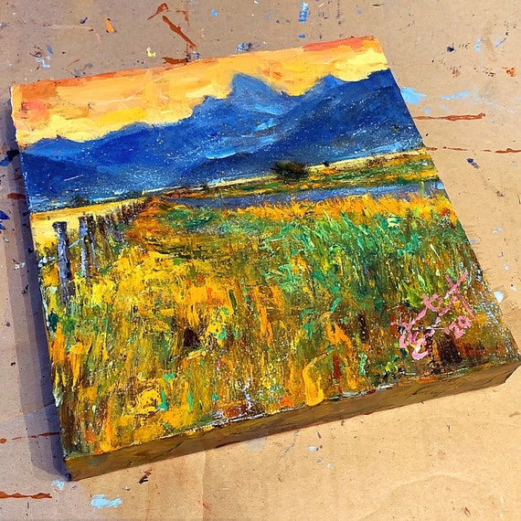 "Untitled - Tetons" - 10"x10" - Acrylic on 1 1/2" Gallery Wrapped Canvas