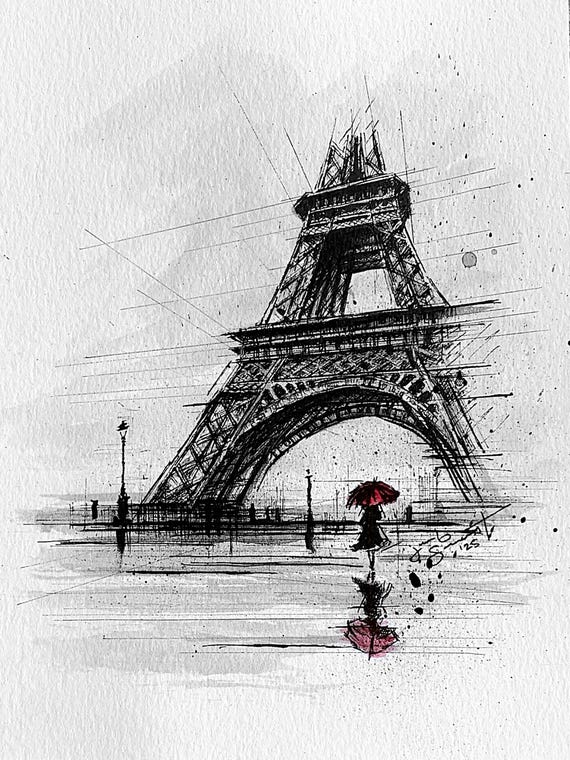 LIMITED TIME - Eiffel Tower Prints – 7”x5” – Ink & Watercolor Sketch Prints