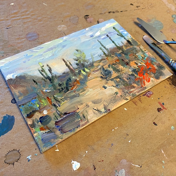 "Saguaro National Park Study" - 5"x7" - Acrylic on Panel