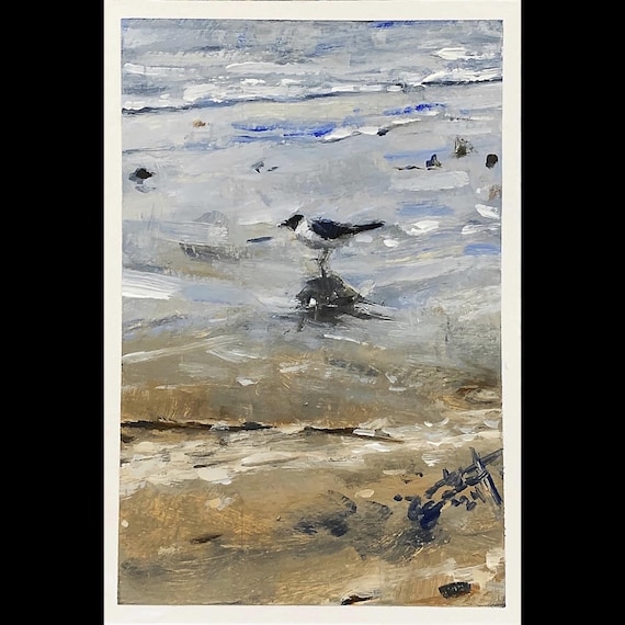 Seagull at South Padre Island, Texas - 6"x4" - Acrylic on Panel - Framed