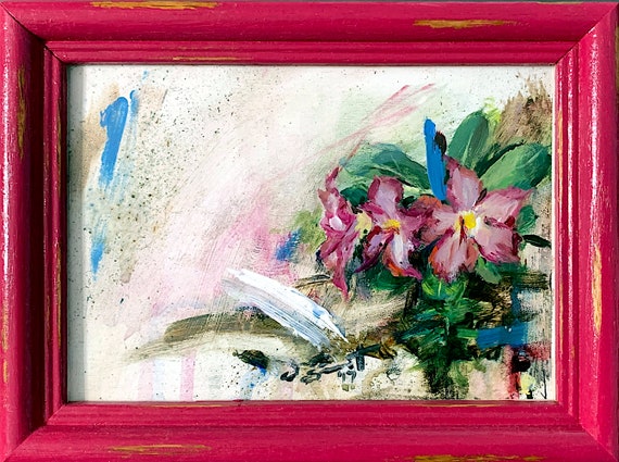 "Pink Flowers" - 5"x7" - Acrylic on Paper