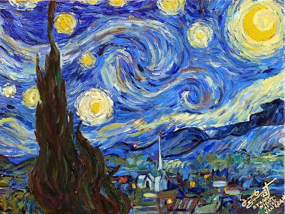 Master Study - "Starry Night" after Vincent Van Gogh - 12"x16" - Acrylic on Canvas