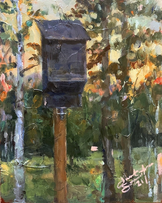 "Untitled - Bat House at Harriman State Park" - 10"x8" - Acrylic on Panel