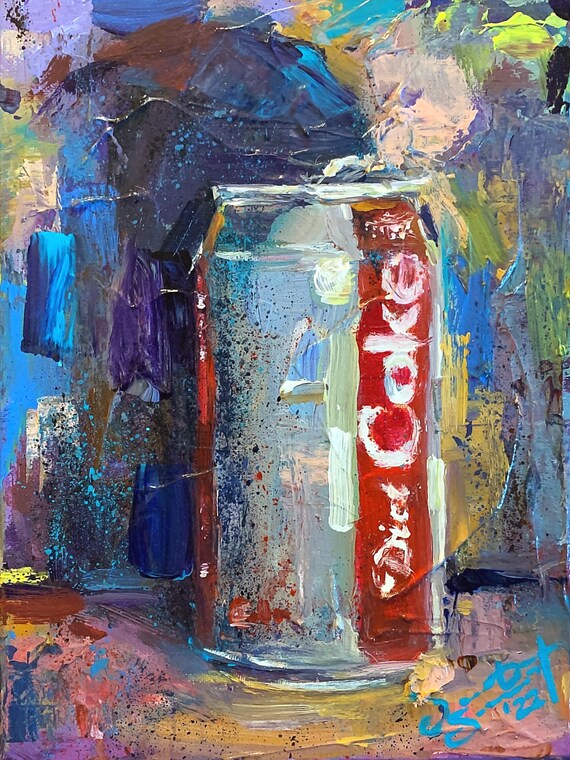 "Diet Coke - Art Class Demo" - 12"x9" - Acrylic, Palette Knife & Brush Painting on Canvas by Jacob Secrest