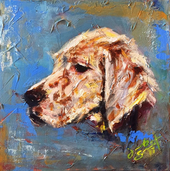 Augie - Dog Portrait - 10x10 - Acrylic on Canvas