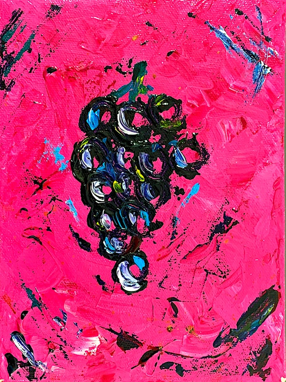 "Untitled - Grapes" - 8"x6" - Acrylic on Canvas