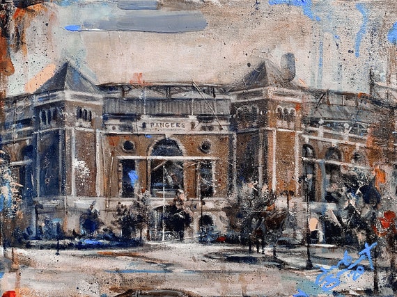 "The Ballpark in Arlington - Exterior" - 12"x16" - Framed - Original Acrylic Painting on Canvas by Jacob Secrest