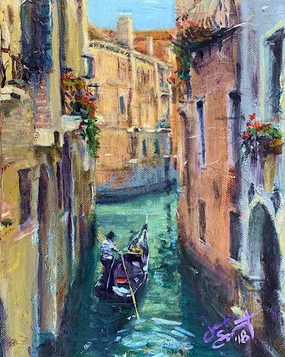 "Around Every Corner - Venice, Italy" - 10"x8" - Acrylic on Canvas